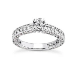 14K White Gold Diamond Unique Engagement Ring 1.43ct 2.3mm