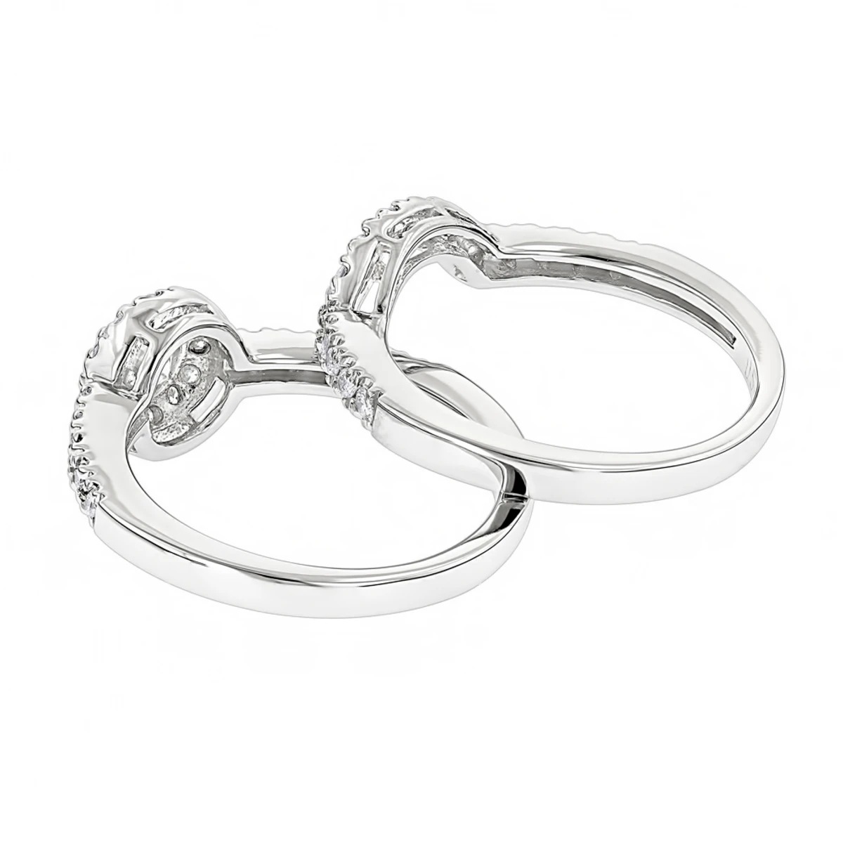 14K White Gold Diamond Unique Engagement Ring Set 0.77ct 5 14K White Gold Diamond Unique Engagement Ring Set 0.77ct - Image 3