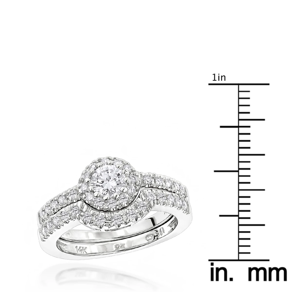 14K White Gold Diamond Unique Engagement Ring Set 0.77ct 6 14K White Gold Diamond Unique Engagement Ring Set 0.77ct - Image 4