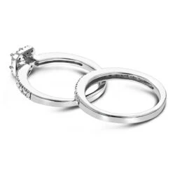 14K White Gold Halo Diamond Unique Engagement Ring And Band Set 1 Carat -Its Hot Jewelry Shop 14k gold diamond unique engagement ring set 099ct p 23476 backwh