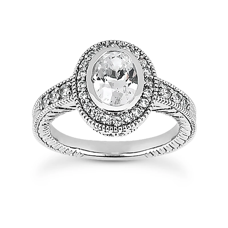 14K White Gold Diamond Unique Engagement Ring Set 1.06ct 6 14K White Gold Diamond Unique Engagement Ring Set 1.06ct - Image 4