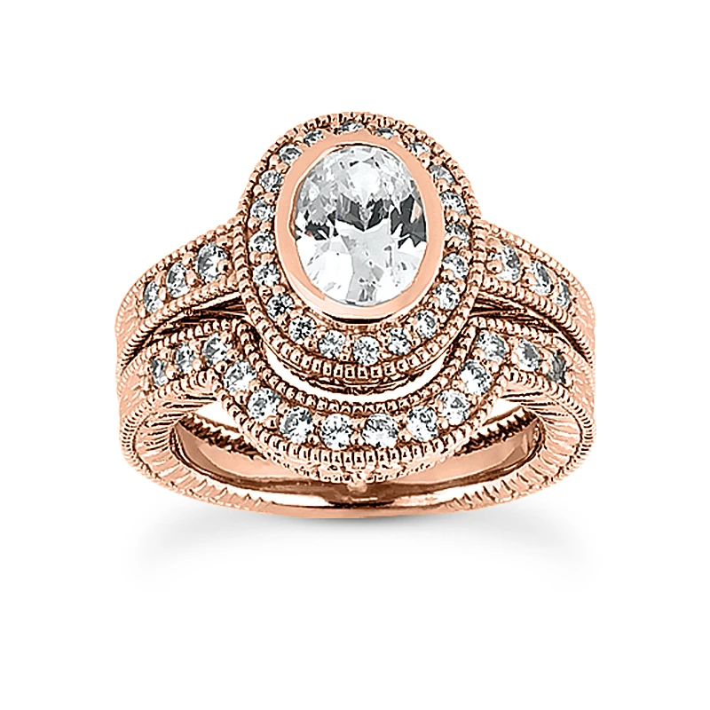 14K White Gold Diamond Unique Engagement Ring Set 1.06ct 5 14K White Gold Diamond Unique Engagement Ring Set 1.06ct - Image 3