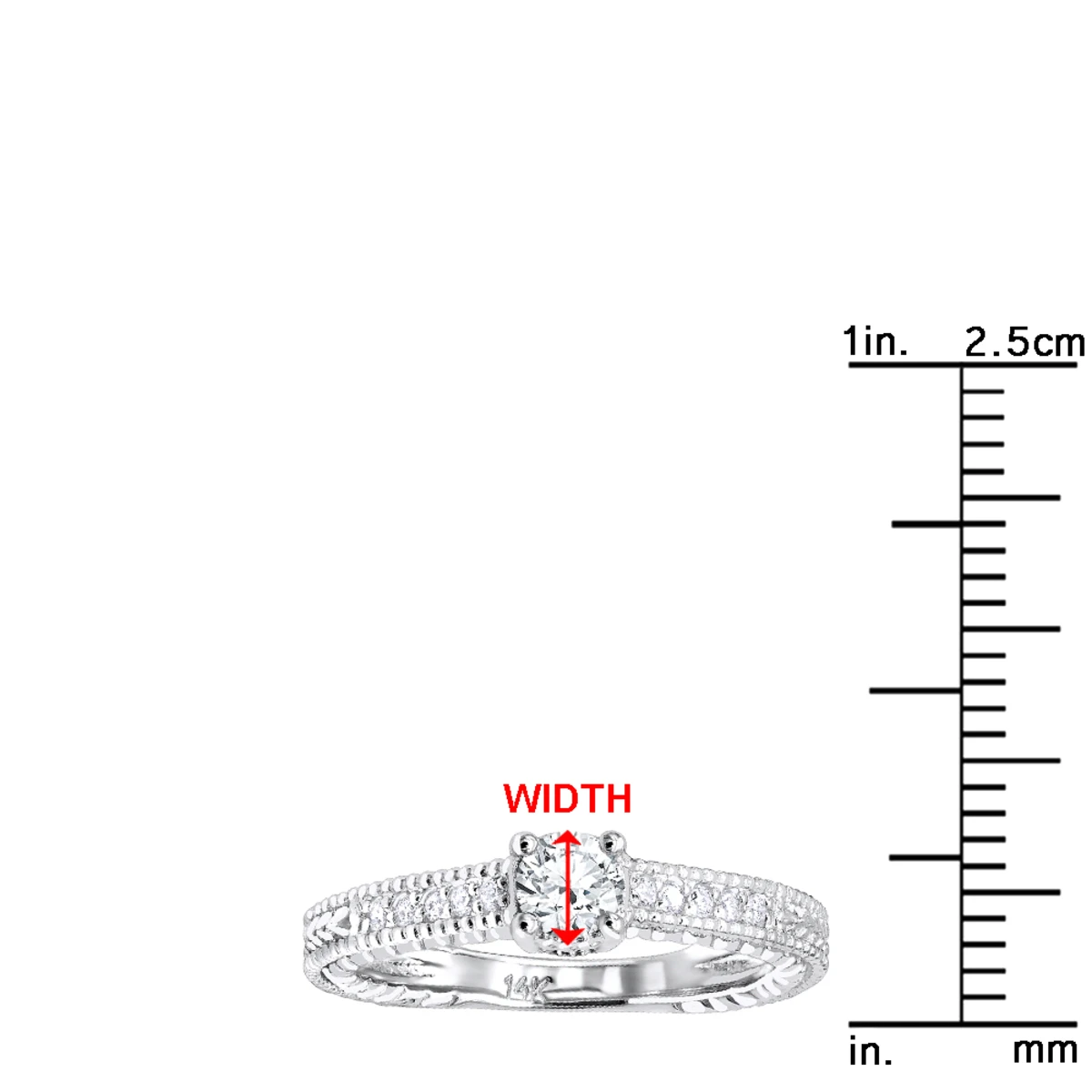 14K White Gold Diamond Vintage Engagement Ring 0.32ct 8 14K White Gold Diamond Vintage Engagement Ring 0.32ct - Image 6