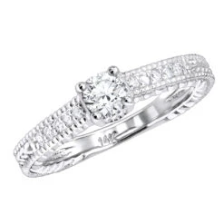 14K White Gold Diamond Vintage Engagement Ring 0.32ct