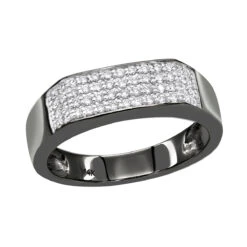 14K Black Plated Gold Diamond Wedding Bands Collection Piece .58ct