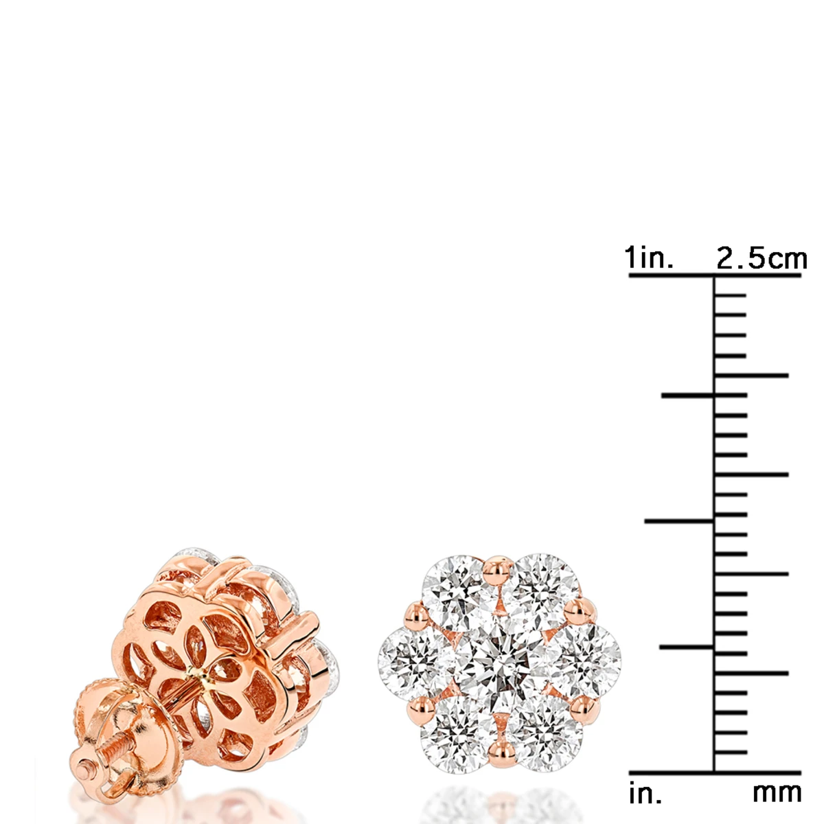 14K White Gold Earrings Round Diamond Clusters 3.5ct 7 14K White Gold Earrings Round Diamond Clusters 3.5ct - Image 5