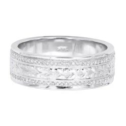 14K White Gold Eternity Diamond Wedding Band For Men & Women Unique Ornamented Ring -Its Hot Jewelry Shop 14k gold eternity diamond wedding band for men women unique ornamented ring 018013 backwh