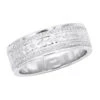 14K White Gold Eternity Diamond Wedding Band For Men & Women Unique Ornamented Ring