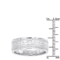 14K White Gold Eternity Diamond Wedding Band For Men & Women Unique Ornamented Ring -Its Hot Jewelry Shop 14k gold eternity diamond wedding band for men women unique ornamented ring 018013 rulerwh