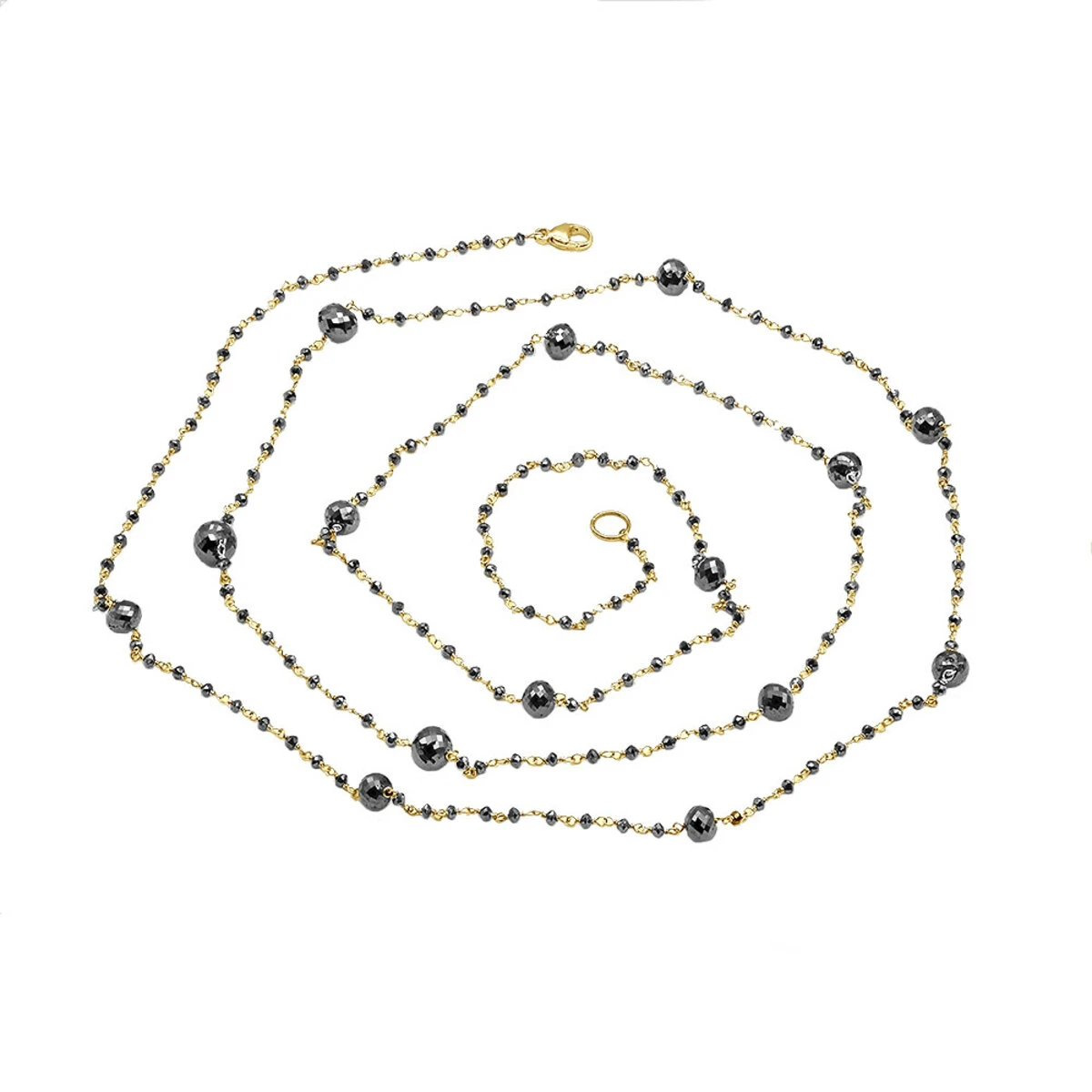 14K White Gold Faceted Black Diamond Bead Necklace Chain 25.25ct 7 14K White Gold Faceted Black Diamond Bead Necklace Chain 25.25ct - Image 5