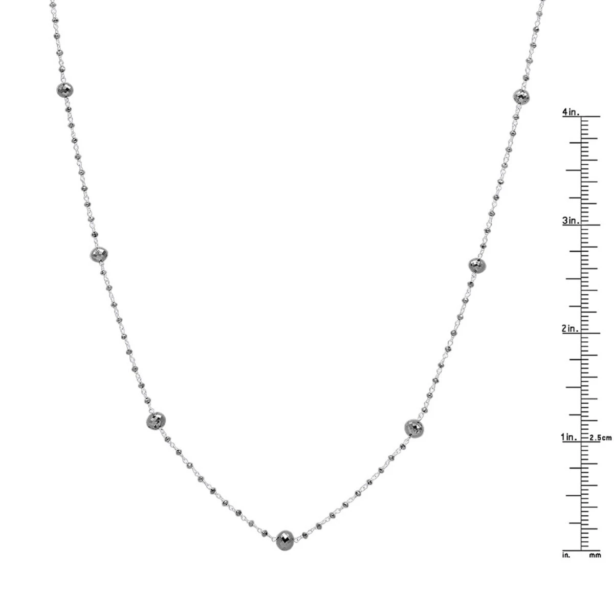 14K White Gold Faceted Black Diamond Bead Necklace Chain 25.25ct 10 14K White Gold Faceted Black Diamond Bead Necklace Chain 25.25ct - Image 8
