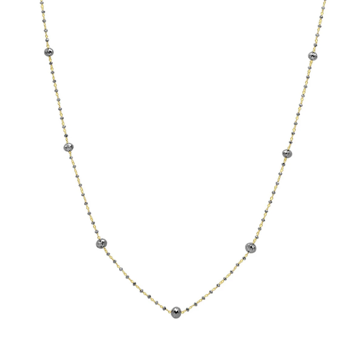 14K White Gold Faceted Black Diamond Bead Necklace Chain 25.25ct 4 14K White Gold Faceted Black Diamond Bead Necklace Chain 25.25ct - Image 2