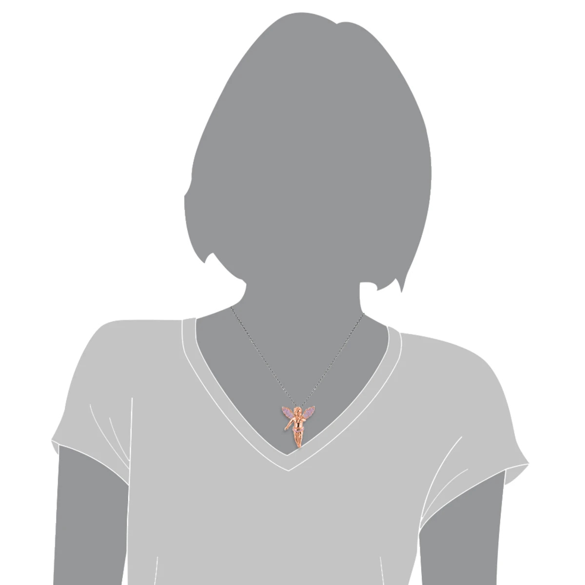 14K Rose Gold Fancy Pink Diamonds Angel Pendant 0.7ct Mini Charm 5 14K Rose Gold Fancy Pink Diamonds Angel Pendant 0.7ct Mini Charm - Image 3