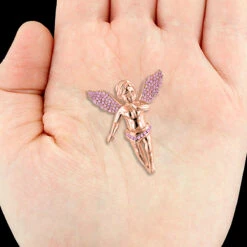 14K Rose Gold Fancy Pink Diamonds Angel Pendant 0.7ct Mini Charm 9 14K Rose Gold Fancy Pink Diamonds Angel Pendant 0.7ct Mini Charm -Its Hot Jewelry Shop 14k gold fancy pink diamonds angel pendant 07ct mini charm 4