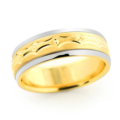 14K Yellow Gold Fancy Wedding Band For Men 3 14K Yellow Gold Fancy Wedding Band For Men