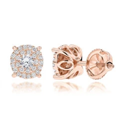 14K Yellow Gold Halo Round Stud Diamond Earrings 0.6ct Clusters 10 14K Yellow Gold Halo Round Stud Diamond Earrings 0.6ct Clusters -Its Hot Jewelry Shop 14k gold halo round stud diamond earrings 065ct ro