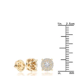 14K Yellow Gold Halo Round Stud Diamond Earrings 0.6ct Clusters 13 14K Yellow Gold Halo Round Stud Diamond Earrings 0.6ct Clusters -Its Hot Jewelry Shop 14k gold halo round stud diamond earrings 065ct rulerye