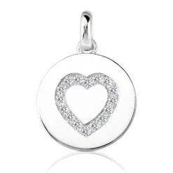 14K White Gold Round Diamond Heart Pendant 0.16ct