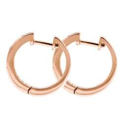 14K White Gold Hoop Huggie Black 0.6 Carat Diamond Earrings For Women -Its Hot Jewelry Shop 14k gold hoop huggie black diamond earrings for women 06ct 000886 back rose