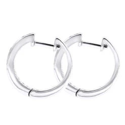 14K White Gold Hoop Huggie Black 0.6 Carat Diamond Earrings For Women -Its Hot Jewelry Shop 14k gold hoop huggie black diamond earrings for women 06ct 000886 back white