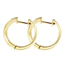 14K White Gold Hoop Huggie Black 0.6 Carat Diamond Earrings For Women -Its Hot Jewelry Shop 14k gold hoop huggie black diamond earrings for women 06ct 000886 back yellow