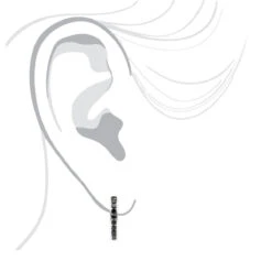 14K White Gold Hoop Huggie Black 0.6 Carat Diamond Earrings For Women -Its Hot Jewelry Shop 14k gold hoop huggie black diamond earrings for women 06ct 000886 body white