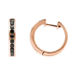 14K White Gold Hoop Huggie Black 0.6 Carat Diamond Earrings For Women -Its Hot Jewelry Shop 14k gold hoop huggie black diamond earrings for women 06ct 000886 rose