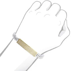 14K Yellow Gold ID Plate Miami Cuban Link Chain Men's Diamond Bracelet 2 Carat -Its Hot Jewelry Shop 14k gold id plate miami cuban link chain mens diamond bracelet 2 carat 000761 bodye