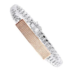 14K Yellow Gold ID Plate Miami Cuban Link Chain Men's Diamond Bracelet 2 Carat -Its Hot Jewelry Shop 14k gold id plate miami cuban link chain mens diamond bracelet 2 carat 000761 ro