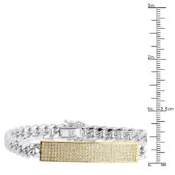 14K Yellow Gold ID Plate Miami Cuban Link Chain Men's Diamond Bracelet 2 Carat -Its Hot Jewelry Shop 14k gold id plate miami cuban link chain mens diamond bracelet 2 carat 000761 rulerye