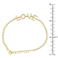 14K Yellow Gold Inline Diamond Tennis Bracelet For Women With LOVE Round Diamonds 0.8ct -Its Hot Jewelry Shop 14k gold inline diamond tennis bracelet for women with love round diamonds 08ct 803220 rulerye