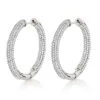 14K White Gold Inside Out Diamond Hoop Earrings 2 Carats