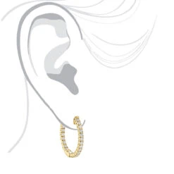 14K Yellow Gold Inside Out Diamond Hoop Earrings For Women 1.3ct 3/4in By Luxurman -Its Hot Jewelry Shop 14k gold inside out diamond hoop earrings for women 13ct 34in by luxurman bodye