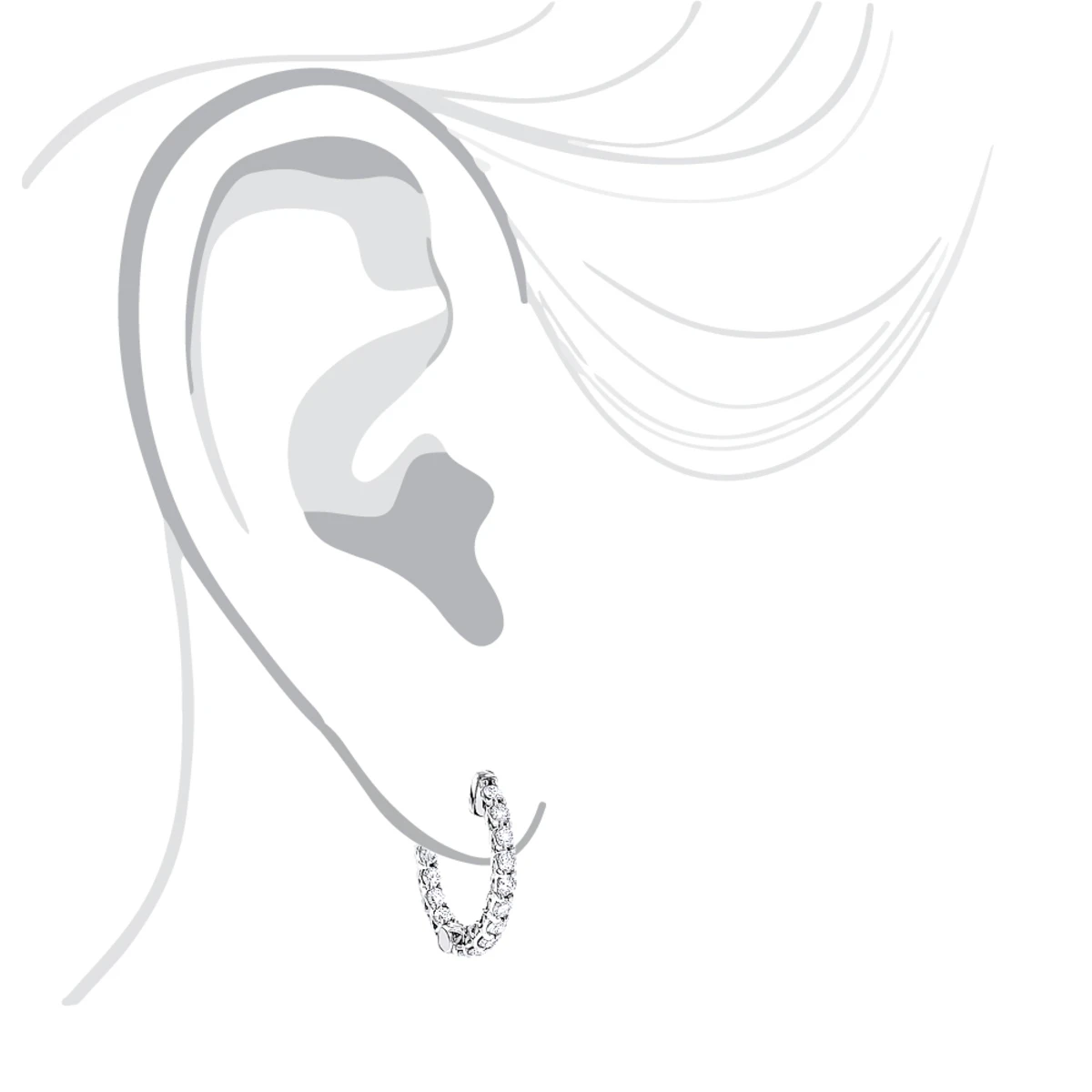 14K White Gold Inside Out Diamond Hoop Earrings For Women 1.5ct 7 14K White Gold Inside Out Diamond Hoop Earrings For Women 1.5ct - Image 5