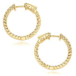 14K Yellow Gold Inside Out Yellow Diamond Hoop Earrings 1.33ct By Luxurman -Its Hot Jewelry Shop 14k gold inside out yellow diamond hoop earrings 133ct by luxurman backye