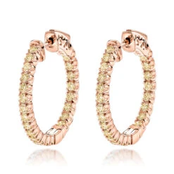 14K Yellow Gold Inside Out Yellow Diamond Hoop Earrings 1.33ct By Luxurman -Its Hot Jewelry Shop 14k gold inside out yellow diamond hoop earrings 133ct by luxurman ro