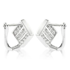 14K Yellow Gold Invisible Princess Cut Diamond Earrings 1.45ct 11 14K Yellow Gold Invisible Princess Cut Diamond Earrings 1.45ct -Its Hot Jewelry Shop 14k gold invisible princess cut diamond earrings 145ct backwh