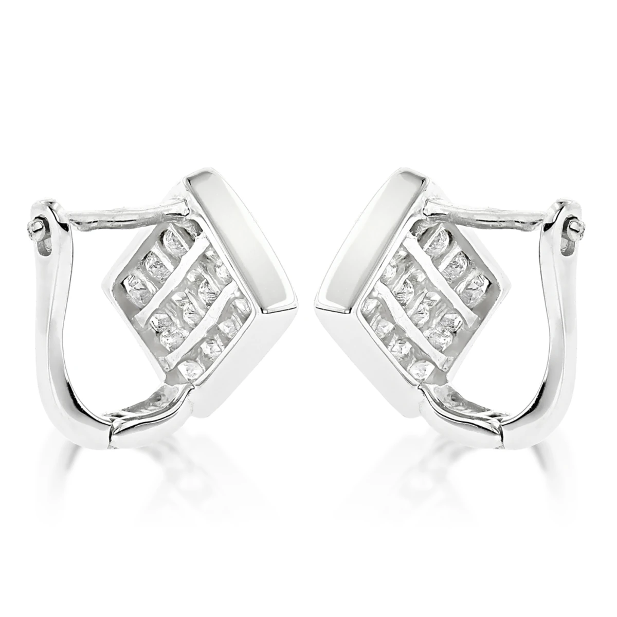 14K Yellow Gold Invisible Princess Cut Diamond Earrings 1.45ct 6 14K Yellow Gold Invisible Princess Cut Diamond Earrings 1.45ct - Image 4