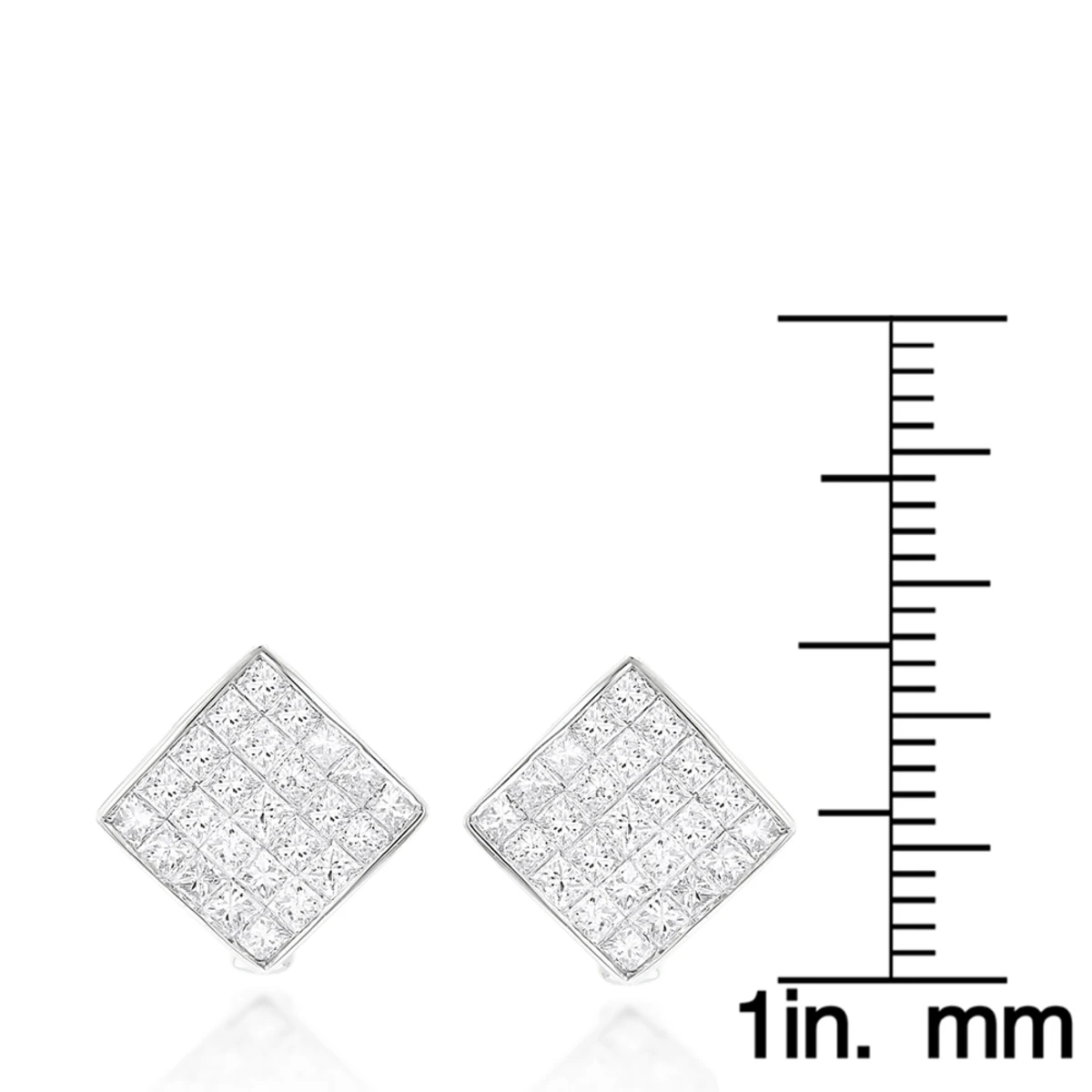 14K Yellow Gold Invisible Princess Cut Diamond Earrings 1.45ct 8 14K Yellow Gold Invisible Princess Cut Diamond Earrings 1.45ct - Image 6