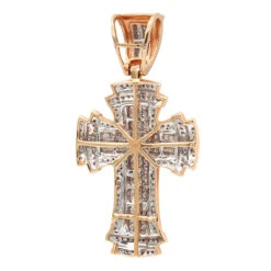 14K White Gold Invisible Set Diamond Cross Pendant 2.19ct -Its Hot Jewelry Shop 14k gold invisible set diamond cross pendant 219ct p 6584 backro
