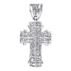 14K White Gold Invisible Set Diamond Cross Pendant 2.19ct -Its Hot Jewelry Shop 14k gold invisible set diamond cross pendant 219ct p 6584 backwh