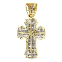 14K White Gold Invisible Set Diamond Cross Pendant 2.19ct -Its Hot Jewelry Shop 14k gold invisible set diamond cross pendant 219ct p 6584 backye