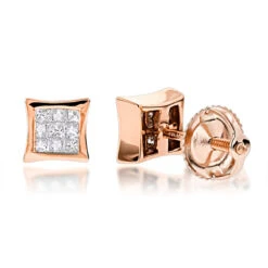 14K Yellow Gold Invisible Set Diamond Stud Earrings 0.28ct -Its Hot Jewelry Shop 14k gold invisible set diamond stud earrings 028ct p 5879 ro