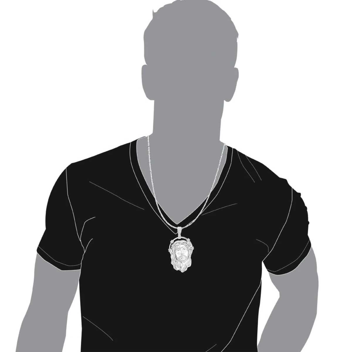 Hip Hop 14K White Gold Jesus Face Diamond Pendant For Men 3.55ct 7 Hip Hop 14K White Gold Jesus Face Diamond Pendant For Men 3.55ct - Image 5