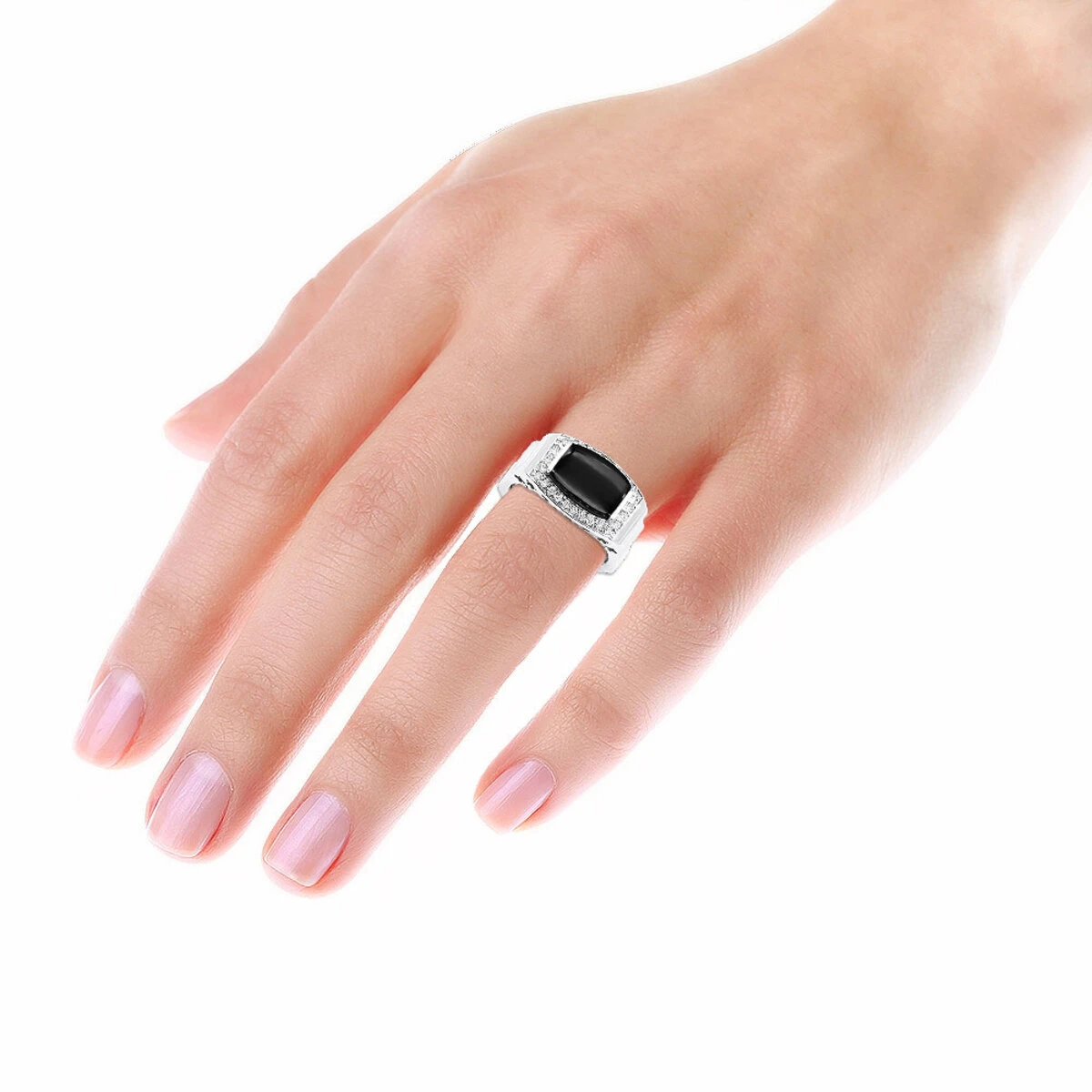 14K White Gold Ladies Black Onyx Ring 0.26ct 9 14K White Gold Ladies Black Onyx Ring 0.26ct - Image 7