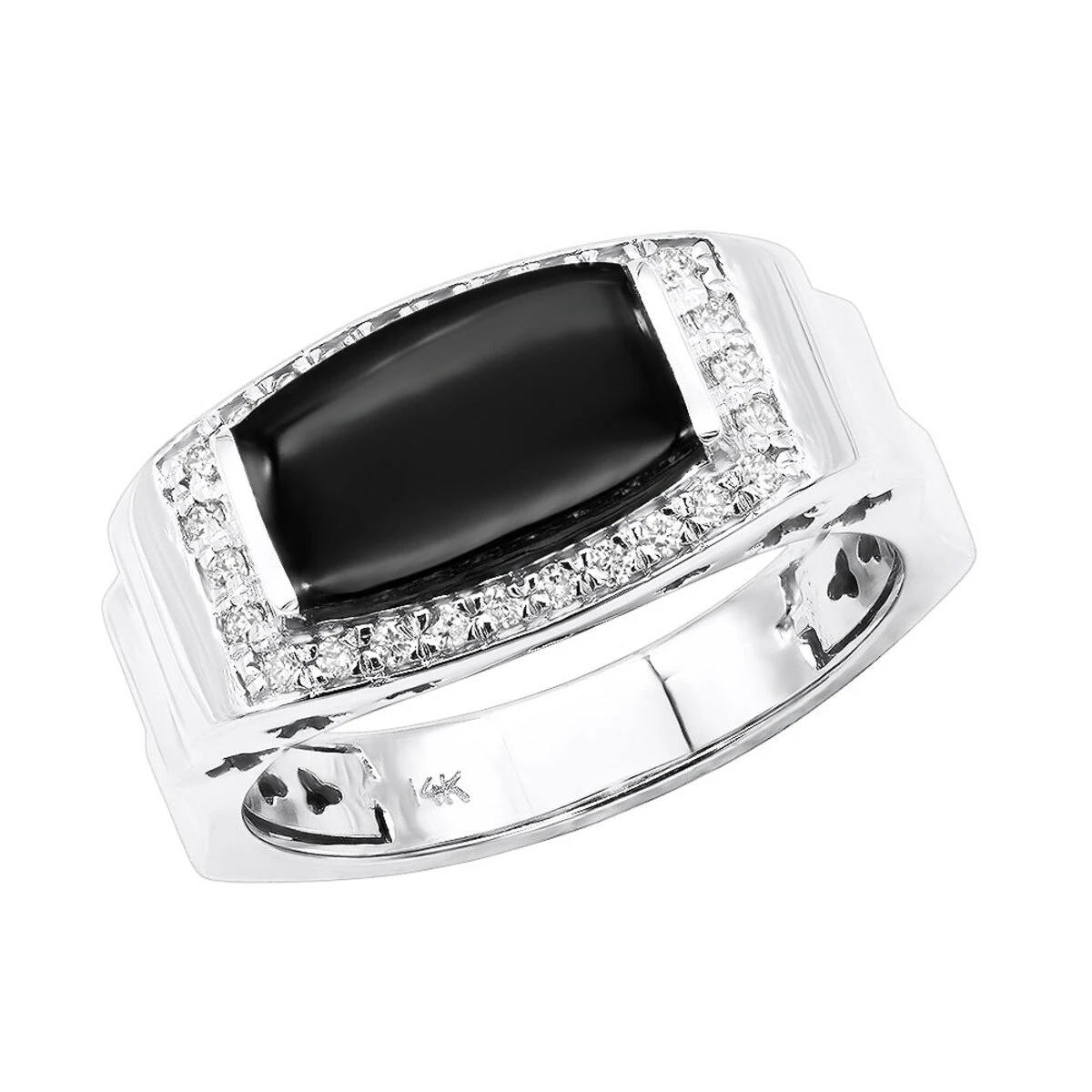 14K White Gold Ladies Black Onyx Ring 0.26ct 3 14K White Gold Ladies Black Onyx Ring 0.26ct