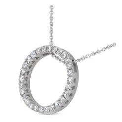 14K White Gold Ladies Circle Diamond Necklace 0.64ct -Its Hot Jewelry Shop 14k gold ladies circle diamond necklace 064ct p 28189 back white 20220426