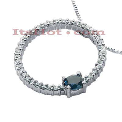 14K White Gold Ladies Circle Diamond Necklace 0.98ct 3 14K White Gold Ladies Circle Diamond Necklace 0.98ct