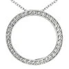 14K White Gold Ladies Circle Diamond Necklace 1.11ct