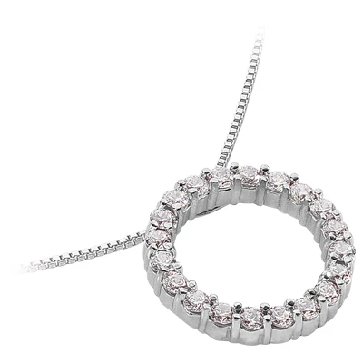 14K White Gold Ladies Circle Diamond Pendant 0.91ct 5 14K White Gold Ladies Circle Diamond Pendant 0.91ct - Image 3
